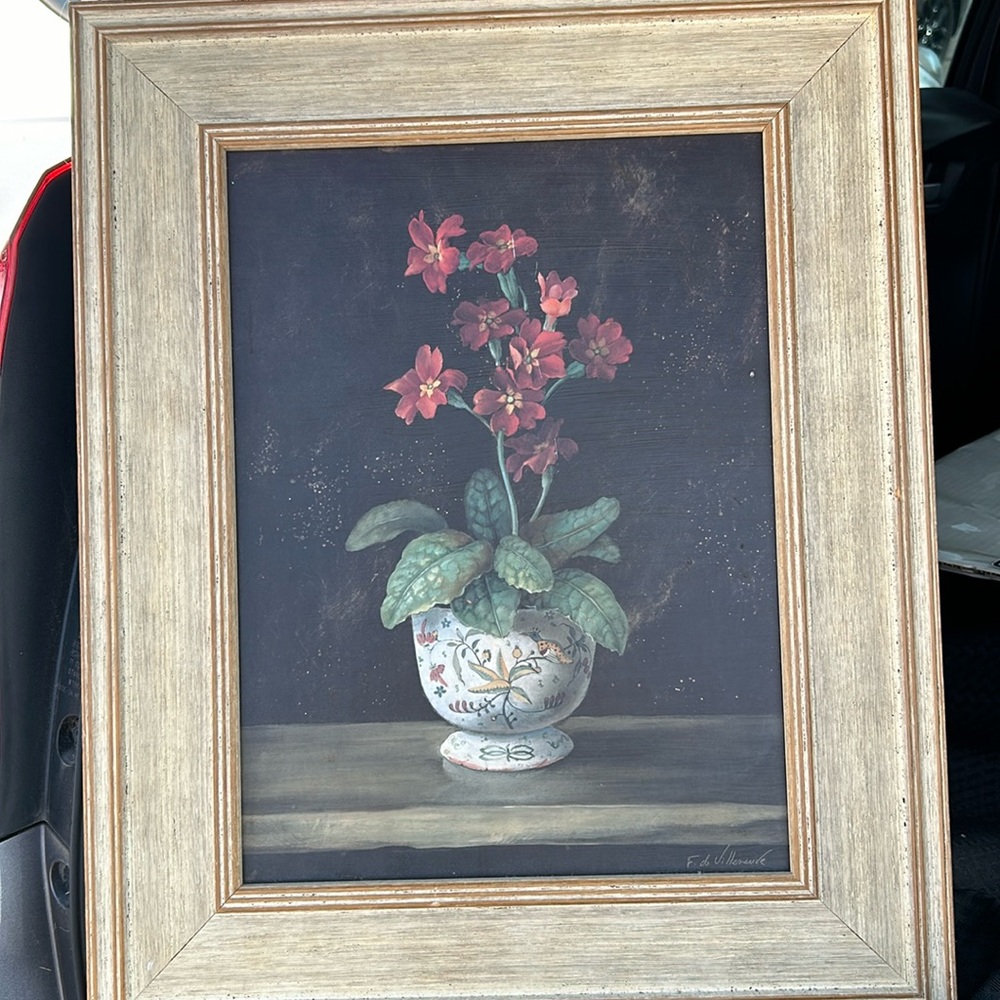 Beautiful picture with  natural frame flowers in the pot